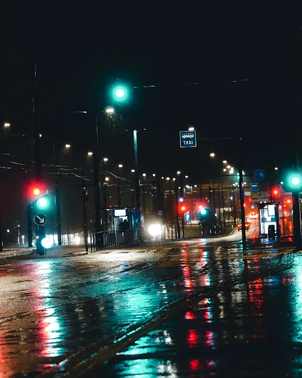Night tram weather. One frame left on the roll.